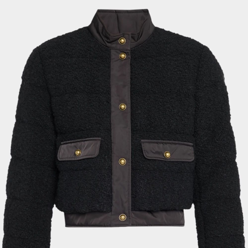Moncler Blandy Tweed Short Down Jacket Black Size Small NWT - Picture 2 of 6